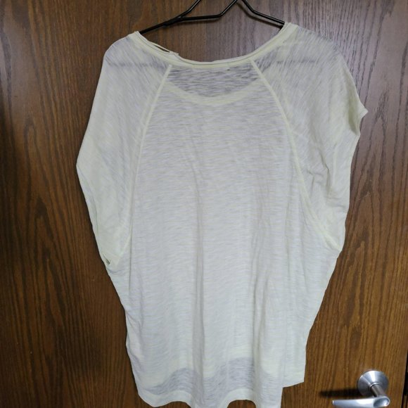 WE THE FREE Women's Lemon Lime Sheer Striped Short Sleeve Jewel Neck Top L - Picture 6 of 16